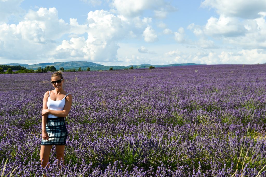A girl in lavender fields in Provence, France