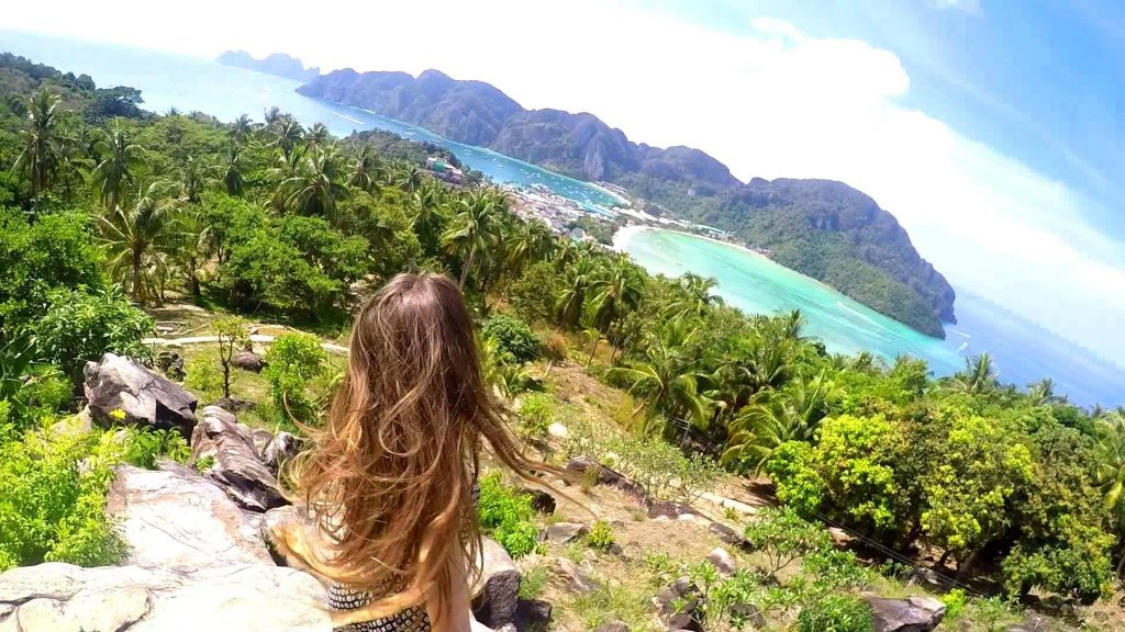 A girl at Phi Phi viewpoint in Thailand