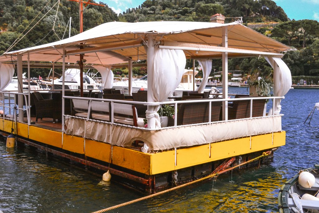 A small restaurant on the water in Portofino, Italy
