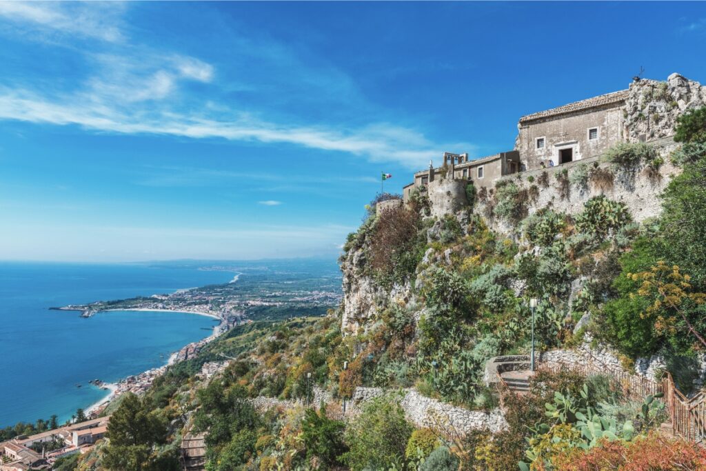 Madonna della Rocca - a monastery on a cliff in Sicily, Italy