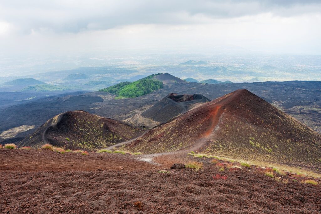 The landscape of famous volcano Mount Etna in Sicily